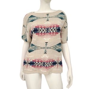 Chaps Aztec Woven Knit Top PXL